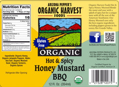 Organic Harvest Gluten Free Hot & Spicy Honey Mustard Sauce BBQ
